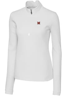 Cutter and Buck Miami RedHawks Womens White Traverse Qtr Zip