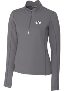Cutter and Buck BYU Cougars Womens Grey Traverse Qtr Zip