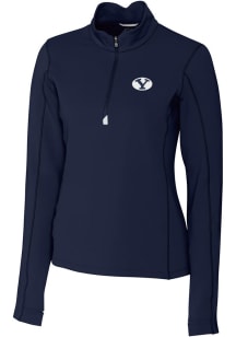 Cutter and Buck BYU Cougars Womens Navy Blue Traverse Qtr Zip