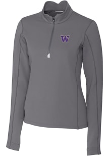 Cutter and Buck Washington Huskies Womens Grey Traverse Qtr Zip
