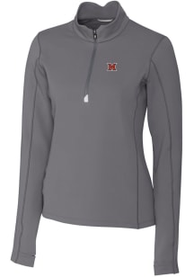 Cutter and Buck Miami RedHawks Womens Grey Traverse Qtr Zip