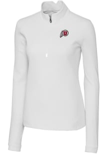 Cutter and Buck Utah Utes Womens White Traverse Qtr Zip