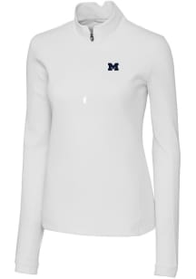 Cutter and Buck Michigan Wolverines Womens White Traverse Qtr Zip
