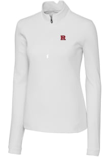 Cutter and Buck Rutgers Scarlet Knights Womens White Traverse Qtr Zip