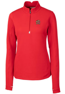 Cutter and Buck Maryland Terrapins Womens Red Traverse Qtr Zip