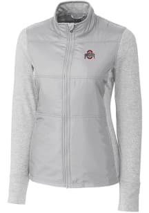 Cutter and Buck Ohio State Buckeyes Womens Grey Stealth Hybrid Quilted Medium Weight Jacket