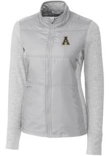 Cutter and Buck Appalachian State Mountaineers Womens Grey Stealth Hybrid Quilted Medium Weight Ja..