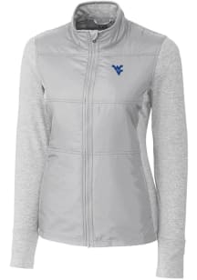 Cutter and Buck West Virginia Mountaineers Womens Grey Stealth Hybrid Quilted Medium Weight Jacket