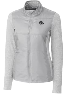 Cutter and Buck Iowa Hawkeyes Womens Grey Stealth Hybrid Quilted Medium Weight Jacket
