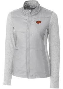 Cutter and Buck Oklahoma State Cowboys Womens Grey Stealth Hybrid Quilted Medium Weight Jacket