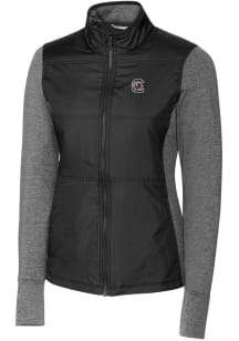 Cutter and Buck South Carolina Gamecocks Womens Black Stealth Hybrid Quilted Medium Weight Jacket
