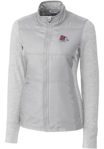Cutter and Buck Fresno State Bulldogs Womens Grey Stealth Hybrid Quilted Medium Weight Jacket