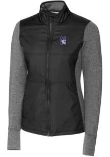 Cutter and Buck Northwestern Wildcats Womens Black Stealth Hybrid Quilted Medium Weight Jacket
