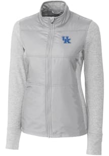 Cutter and Buck Kentucky Wildcats Womens Grey Stealth Hybrid Quilted Medium Weight Jacket