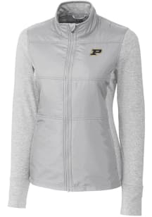 Cutter and Buck Purdue Boilermakers Womens Grey Stealth Hybrid Quilted Medium Weight Jacket