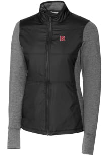 Cutter and Buck Rutgers Scarlet Knights Womens Black Stealth Hybrid Quilted Medium Weight Jacket
