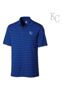 Cutter and Buck Kansas City Royals Mens Blue Franklin Stripe Short Sleeve Polo