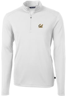 Cutter and Buck Cal Golden Bears Mens White Virtue Eco Pique Long Sleeve Qtr Zip Pullover