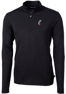 Cutter and Buck Cincinnati Bearcats Mens Black Virtue Eco Pique Long Sleeve Qtr Zip Pullover