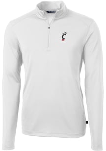 Cutter and Buck Cincinnati Bearcats Mens White Virtue Eco Pique Long Sleeve Qtr Zip Pullover