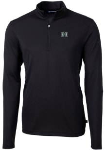 Cutter and Buck Hawaii Warriors Mens Black Virtue Eco Pique Long Sleeve Qtr Zip Pullover