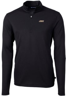 Cutter and Buck James Madison Dukes Mens Black Virtue Eco Pique Long Sleeve Qtr Zip Pullover