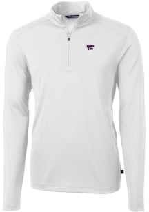 Cutter and Buck K-State Wildcats Mens White Virtue Eco Pique Long Sleeve Qtr Zip Pullover