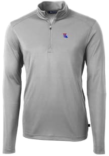 Cutter and Buck Louisiana Tech Bulldogs Mens Grey Virtue Eco Pique Long Sleeve Qtr Zip Pullover