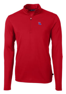 Cutter and Buck Louisiana Tech Bulldogs Mens Red Virtue Eco Pique Long Sleeve Qtr Zip Pullover