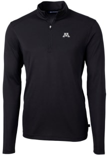 Cutter and Buck Minnesota Golden Gophers Mens Black Virtue Eco Pique Long Sleeve Qtr Zip Pullover