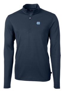 Cutter and Buck North Carolina Tar Heels Mens Navy Blue Virtue Eco Pique Long Sleeve Qtr Zip Pullo..