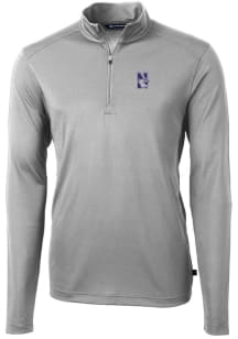 Cutter and Buck Northwestern Wildcats Mens Grey Virtue Eco Pique Long Sleeve Qtr Zip Pullover