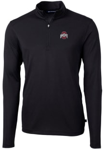 Cutter and Buck Ohio State Buckeyes Mens Black Virtue Eco Pique Long Sleeve Qtr Zip Pullover