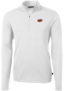 Cutter and Buck Oklahoma State Cowboys Mens White Virtue Eco Pique Long Sleeve Qtr Zip Pullover