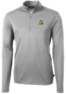 Cutter and Buck Oregon Ducks Mens Grey Virtue Eco Pique Long Sleeve Qtr Zip Pullover
