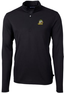 Cutter and Buck Oregon Ducks Mens Black Virtue Eco Pique Long Sleeve Qtr Zip Pullover