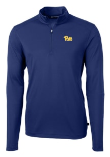 Cutter and Buck Pitt Panthers Mens Blue Virtue Eco Pique Long Sleeve Qtr Zip Pullover