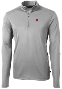 Cutter and Buck Rutgers Scarlet Knights Mens Grey Virtue Eco Pique Long Sleeve Qtr Zip Pullover