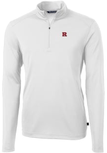 Cutter and Buck Rutgers Scarlet Knights Mens White Virtue Eco Pique Long Sleeve Qtr Zip Pullover
