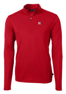 Cutter and Buck Rutgers Scarlet Knights Mens Red Virtue Eco Pique Long Sleeve Qtr Zip Pullover