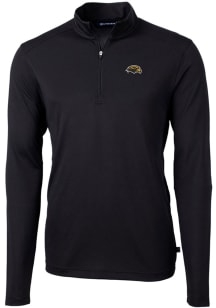 Cutter and Buck Southern Mississippi Golden Eagles Mens Black Virtue Eco Pique Long Sleeve Qtr Zip..