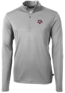 Cutter and Buck Texas A&M Aggies Mens Grey Virtue Eco Pique Long Sleeve Qtr Zip Pullover