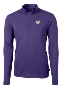 Cutter and Buck Washington Huskies Mens Purple Virtue Eco Pique Long Sleeve Qtr Zip Pullover