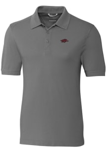 Cutter and Buck Arkansas Razorbacks Mens Grey Advantage Short Sleeve Polo