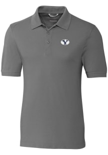 Cutter and Buck BYU Cougars Mens Grey Advantage Short Sleeve Polo