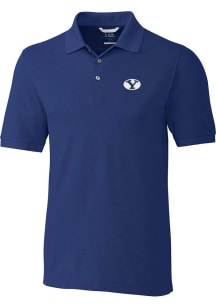 Cutter and Buck BYU Cougars Mens Blue Advantage Short Sleeve Polo