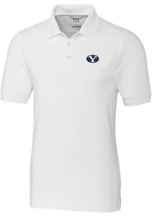 Cutter and Buck BYU Cougars Mens White Advantage Short Sleeve Polo