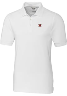 Cutter and Buck Miami RedHawks Mens White Advantage Short Sleeve Polo
