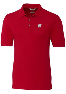 Cutter and Buck Wisconsin Badgers Mens Cardinal Advantage Short Sleeve Polo