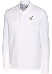Cutter and Buck Navy Mens White Advantage Pique Long Sleeve Polo Shirt